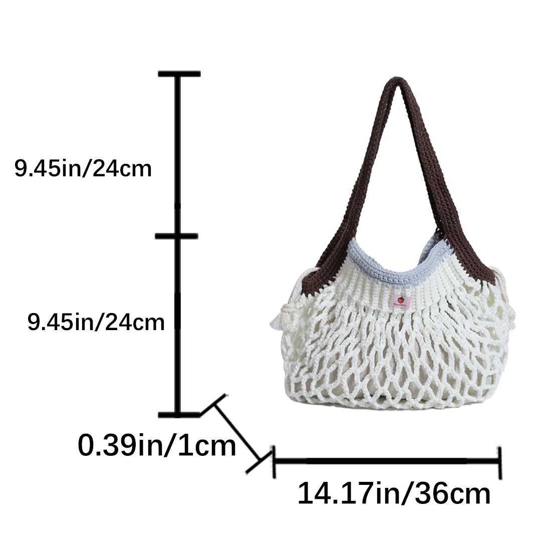 Large capacity womens knitted bag hollow outer bucket shoulder bag 2 sets of mesh travel shopping handbag womens fashion handbag Y250319