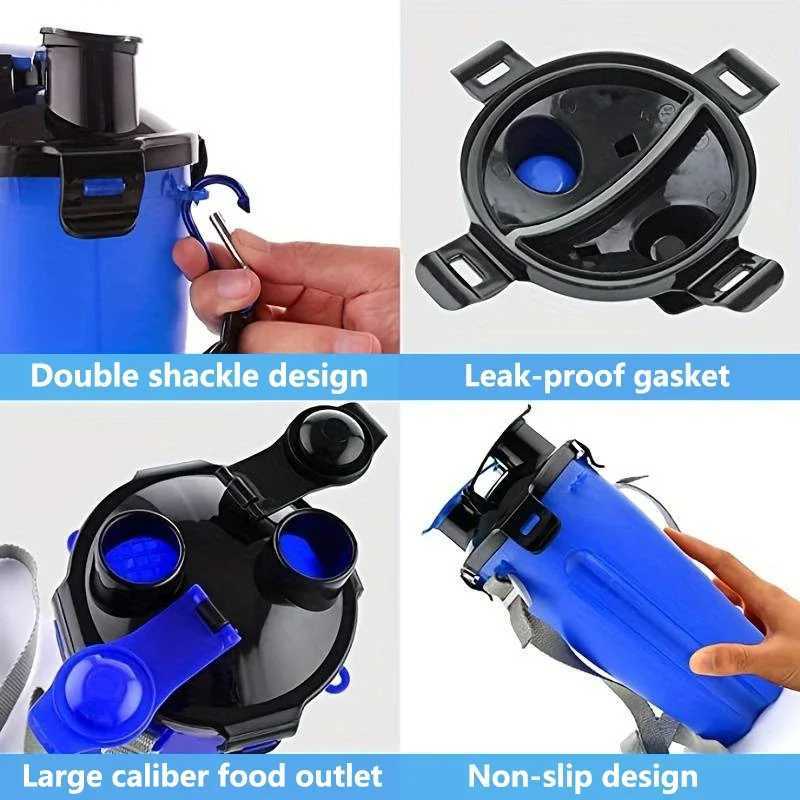Pet Feeding Kit Portable 2-in-1 Pet Water Bottle with Food Container 2 Foldable Feeding Bowl for Dogs Outdoor Walk D0018A Y250319