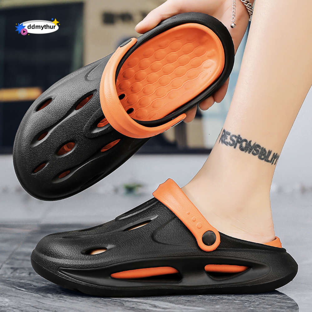 2024 new thick Colour sandals summer non-slip beach outdoor soft soled slippers leaking shoes for men ddmythur