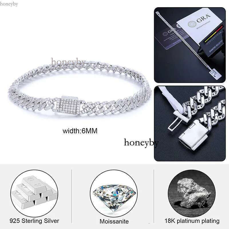 Cheap Price Pass Dia Tester 6mm Sterg Sier VVS Moissanite Iced Out Hip Hop Jewelry Cuban k Bracelet Men Women