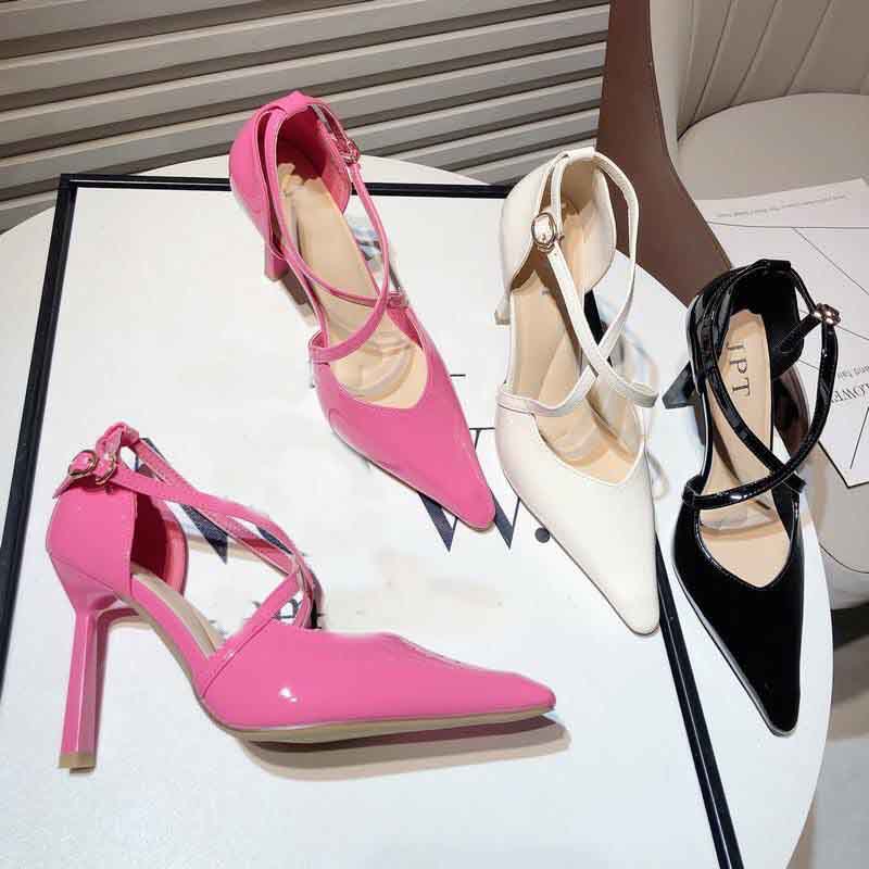 Designer Sandals Lady high heel pump Jenlove Leather Ankle-strap Alta Pointed & Peep toe