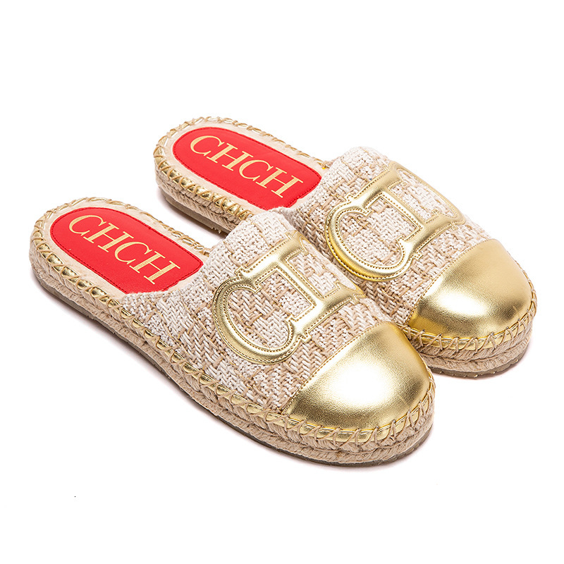 CHCH Baotou Flat Bottomed Small Fragrant Style For Women 2024 New Versatile Lazy Shoes Trend Empty Women's Slippers