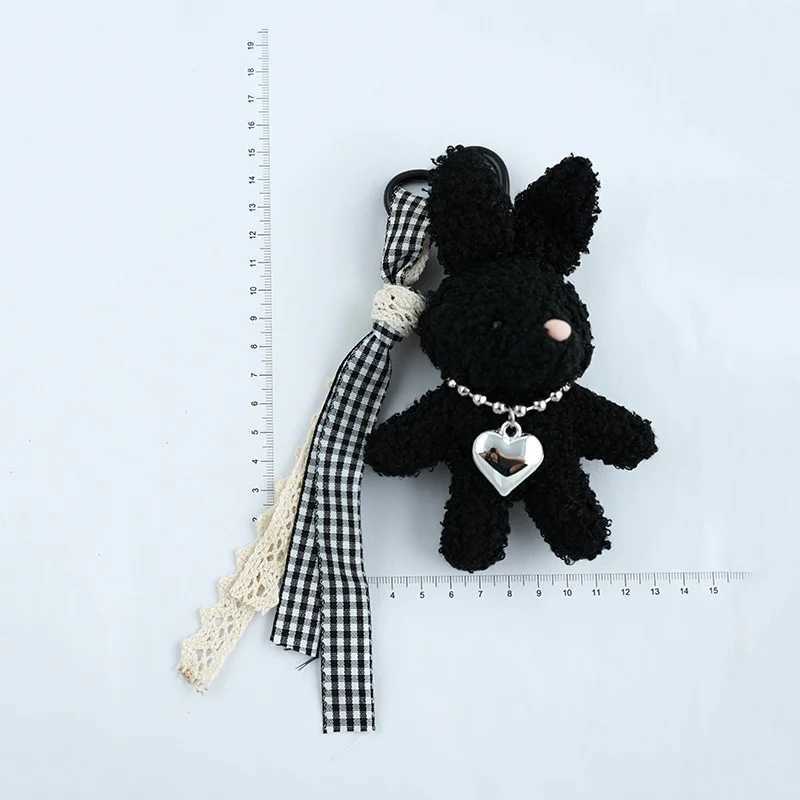 1 fashionable cartoon cute heart-shaped bow rabbit keychain bag pendant charm doll love keychainXJ250319