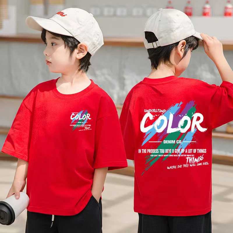 Korean Childrens Clothing 2025 Summer Boys 100% Cotton Short sleeved T-shirt Graffiti Pattern T-shirtT250320