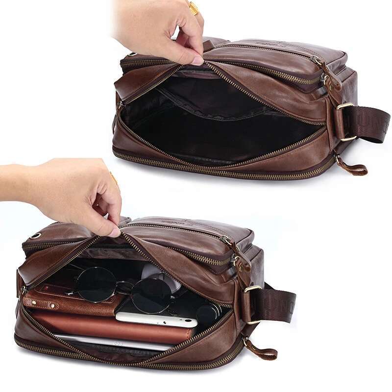 New 2024 Genuine Shoulder Casual Leather Men's Pad Messenger Male Business Crossbody Bag Hot Handbag for Men