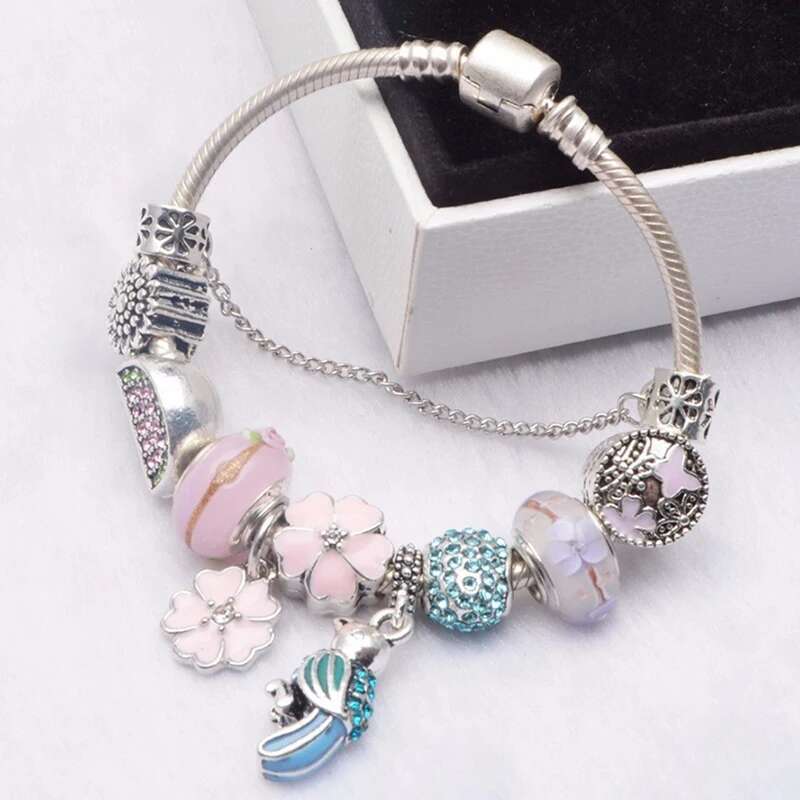 Fashion Woodpecker Charm Bracelets For Women Men Fits Original Crystal Animal Beads Bracelets Bangle For Women Pulseira Jewelry