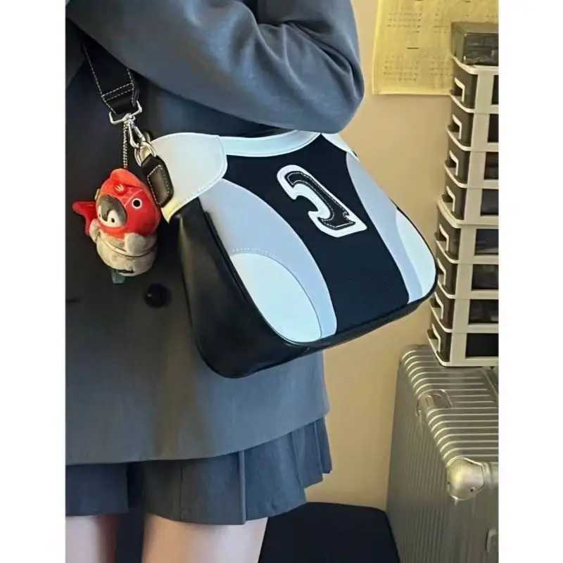 JIAERDI Sport Letter Y2k Bag Purse Women Harajuku Aesthetic Casual Messenger Bag Handbag Ladies Moto Biker Black Shoulder Bags Y250319