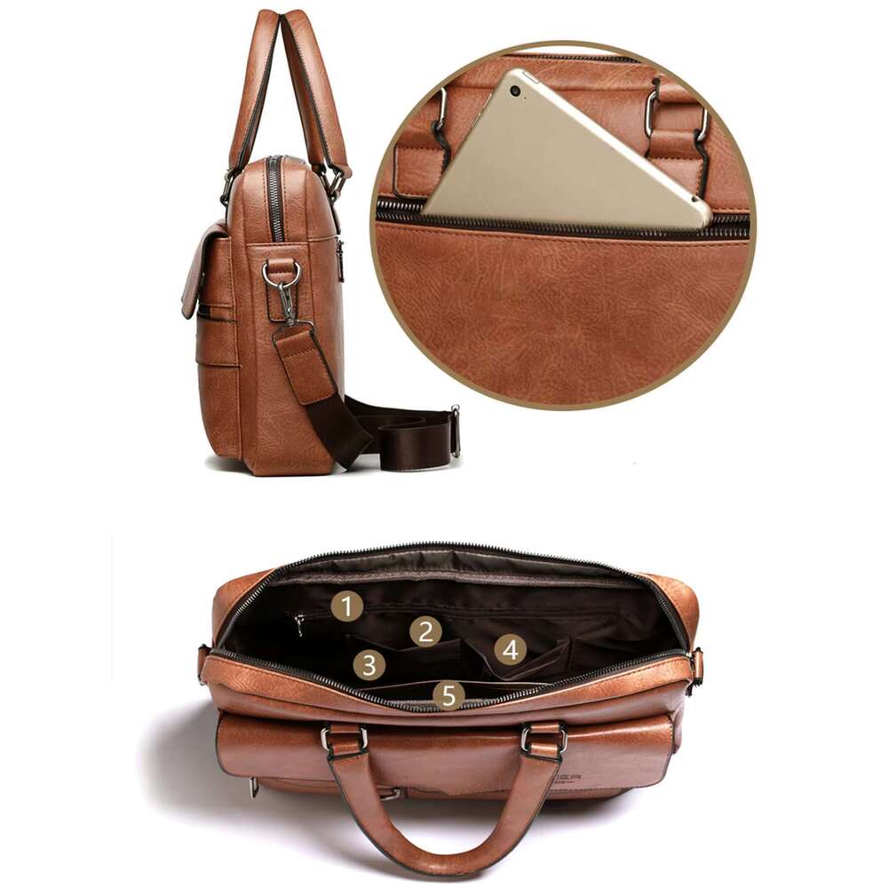 25 Hot Selling England style business briefcase waterproof large capacity PU leather men's handbag K001