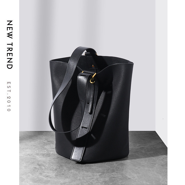 Bag Korean Style Lazy Style High End Feel Large Capacity Spring And Summer New Leather Bucket Bag Commuting Diagonal Cross Tote Bag Shoulder Bags