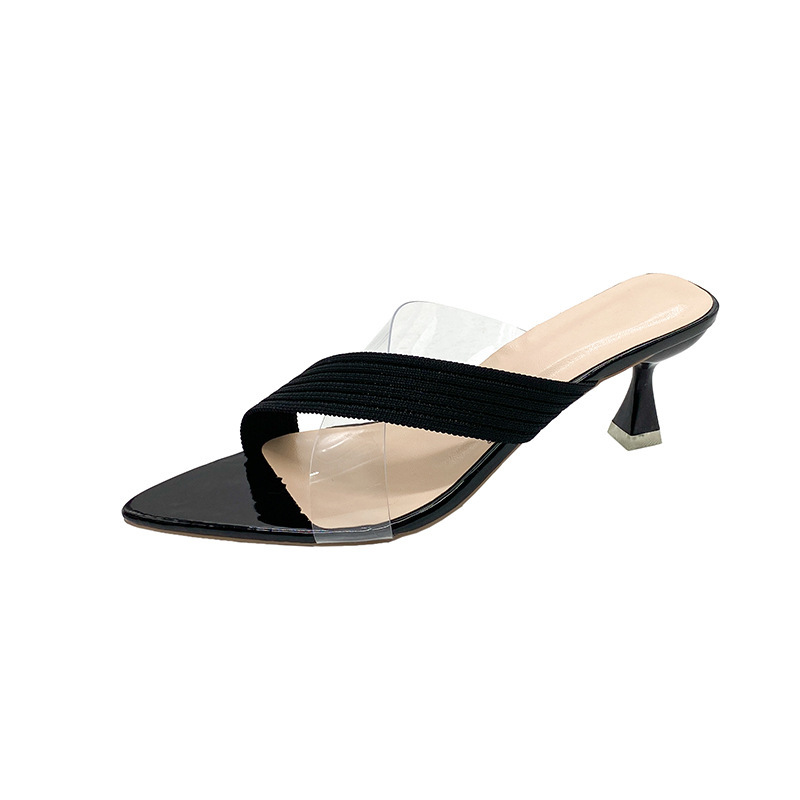 Open toed slippers free Shipping sandals Designer Fine heeled sandals Transparent high-heeled sandals Versatile women's outdoor shoes 2025 new