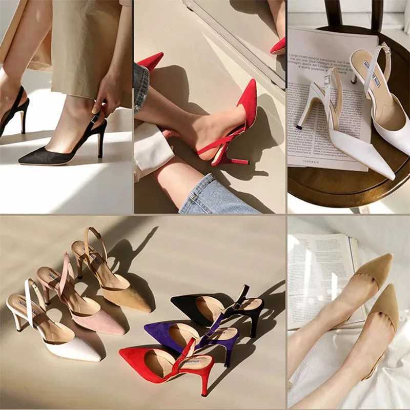 2023 Beautiful Elegant Multicolor Flock Womens Sexy High Heels Pumps Sandals Dress Dating OL Pump Valentine Shoes 6/10CMC250319