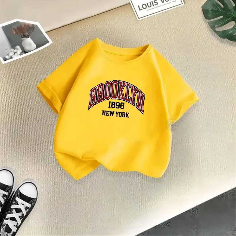 Brooklyn 1898 New York Boys and Girls T-shirt Childrens Letter Clothing Baby Black Harajuku Kawaii Top GiftT250320