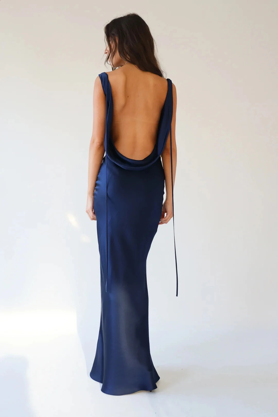 Sexy Women Long Dress Sleeveless Draped Neck Backless Lacing Slim Fit Dress For Party Cocktail Evening Club Street Style S M L 250319