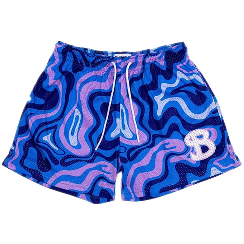 Summer mens shorts unisex casual fashion beach sports mesh breathable fast drying printed 250319