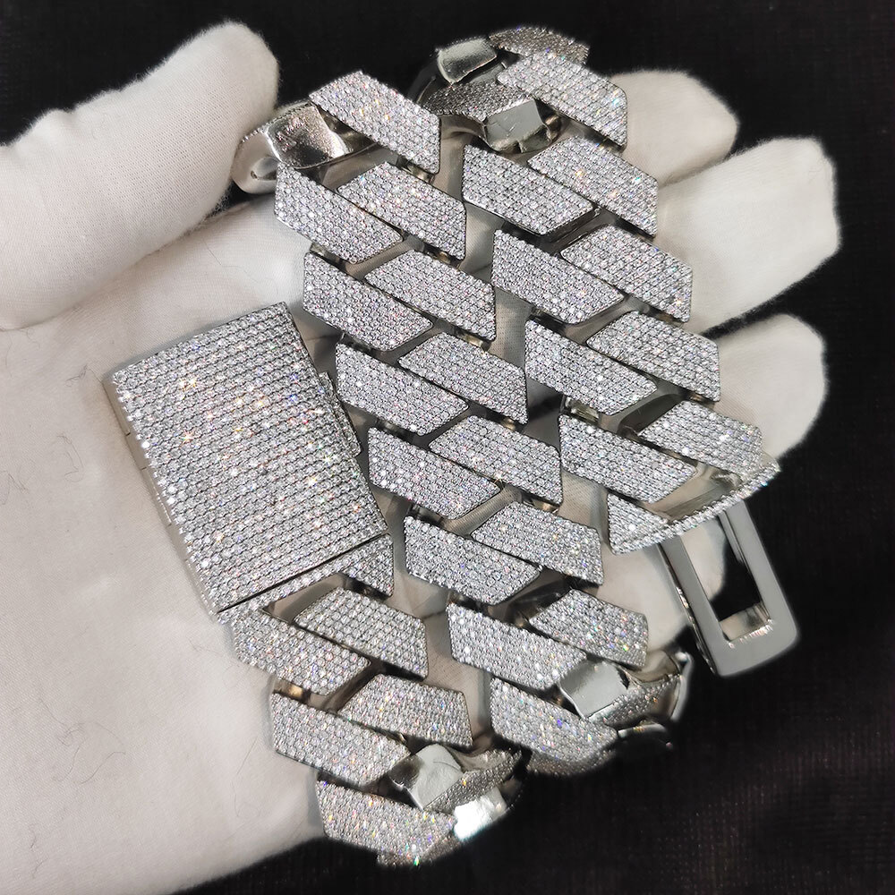 Hip Hop Jewelry 25mm 6 Rows Cuban Chain Necklace Gold Plated Iced Out Cz Prong Necklace Thick Cuban Link Chain For Men Gift