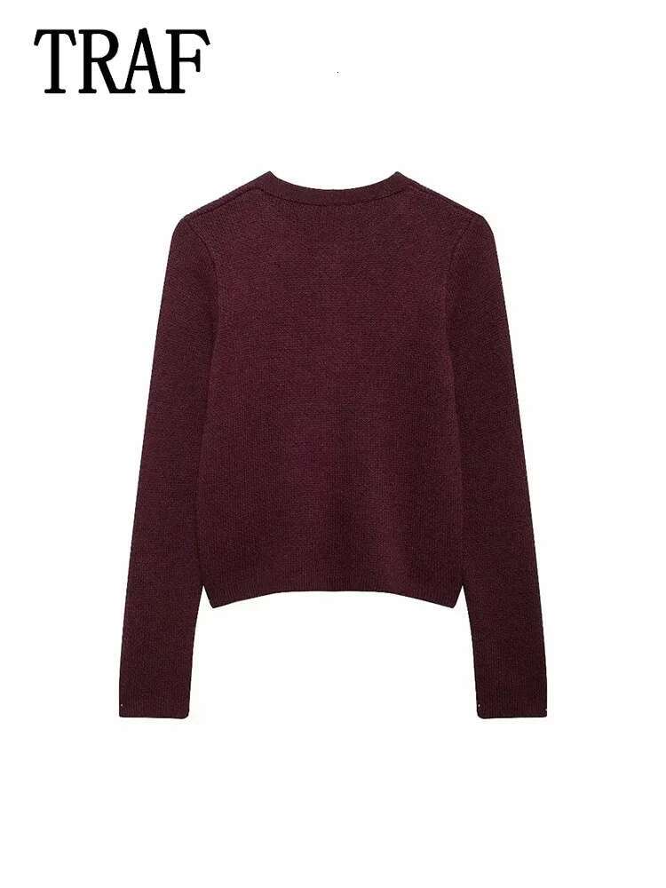 Autumn Golden Breasted Cropped Cardigan Knitted Short Sweaters Cardigans For Women Long Sleeve Button Knitwears Coat
