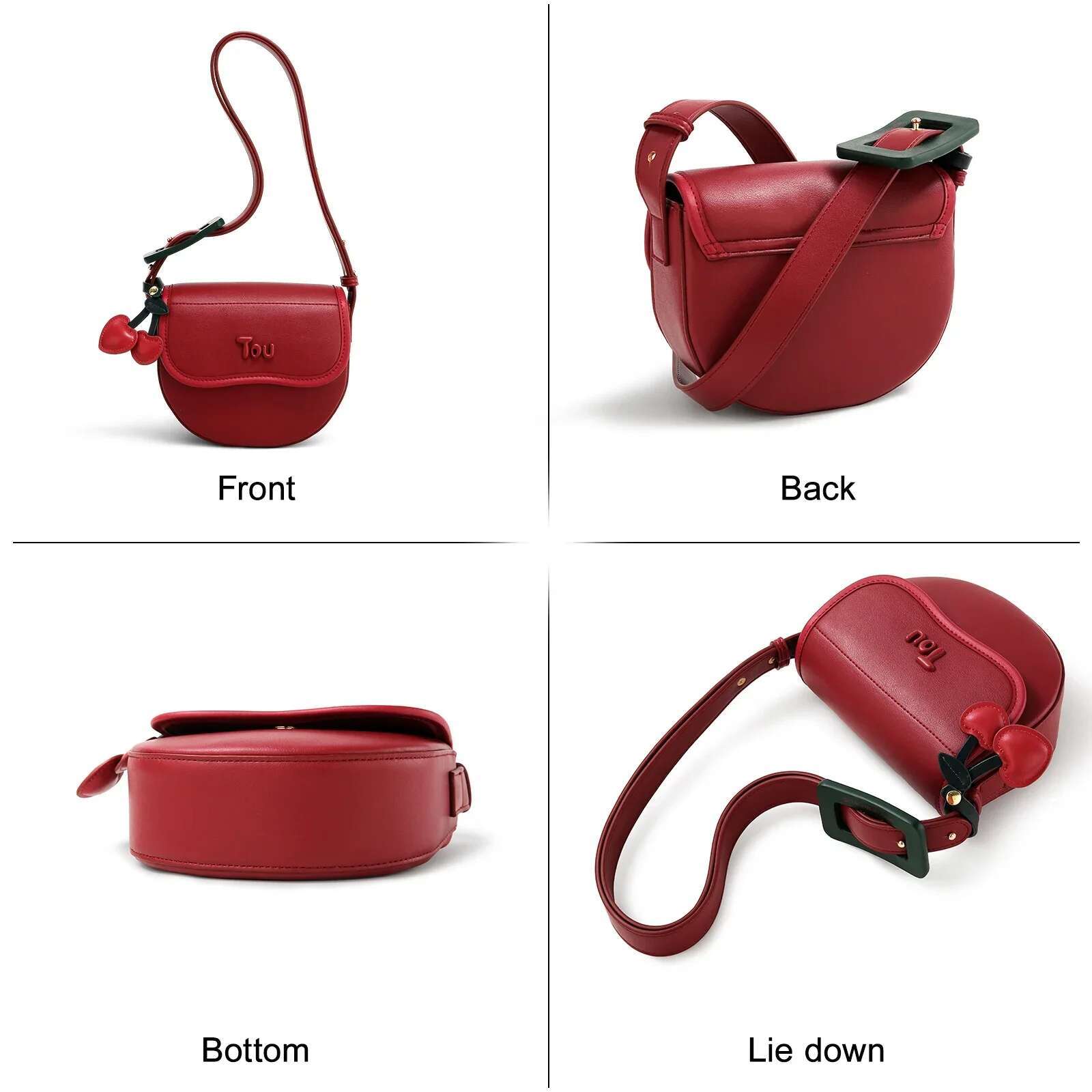 TOUTOU Cherry Saddle Women 2024 Red Crossbody Small Bag For Makeup Cosmetics Storage Fashion Female Valentine's Gift