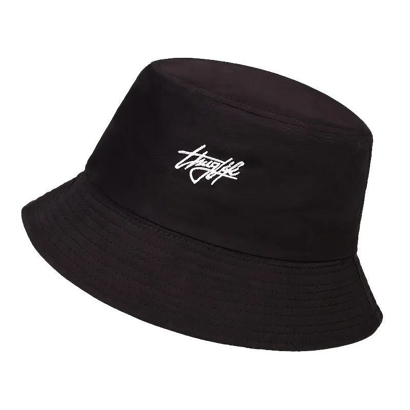 Unisex Letter Embroidery Printing Personality Bucket Hats Fishermen Caps Outdoor Casual Cap Sunscreen Hat o250320