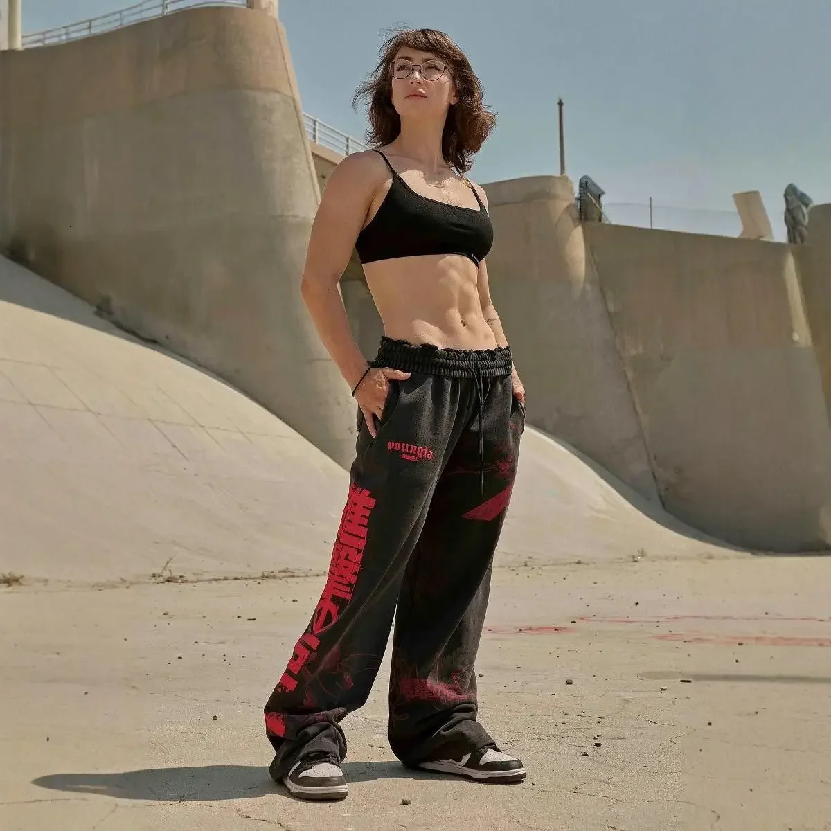 Summer US Younglajoint Anime Attack Titan Slow Runner Cotton Ring Printed Wide Leg Pure Cotton Sports Pants 250318