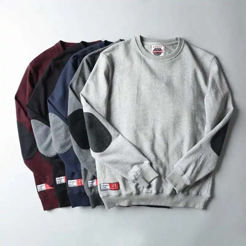 Autumn Winter New Men Fashion Simple Solid Hoodies Foreign Trade Original Single Men's Round Neck Long Sleeve Sweatshirts