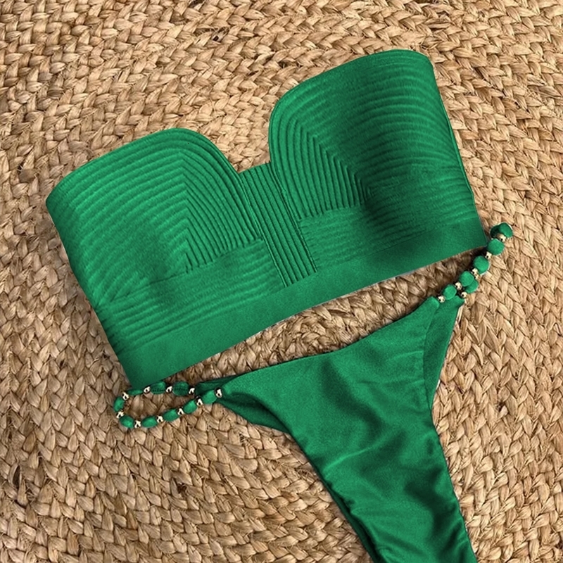 Bandage Stripe Brazilian Bikini Swimwear Womens Rope Swimsuit Two Piece Set Female Sexy Beachwear Summer w250313