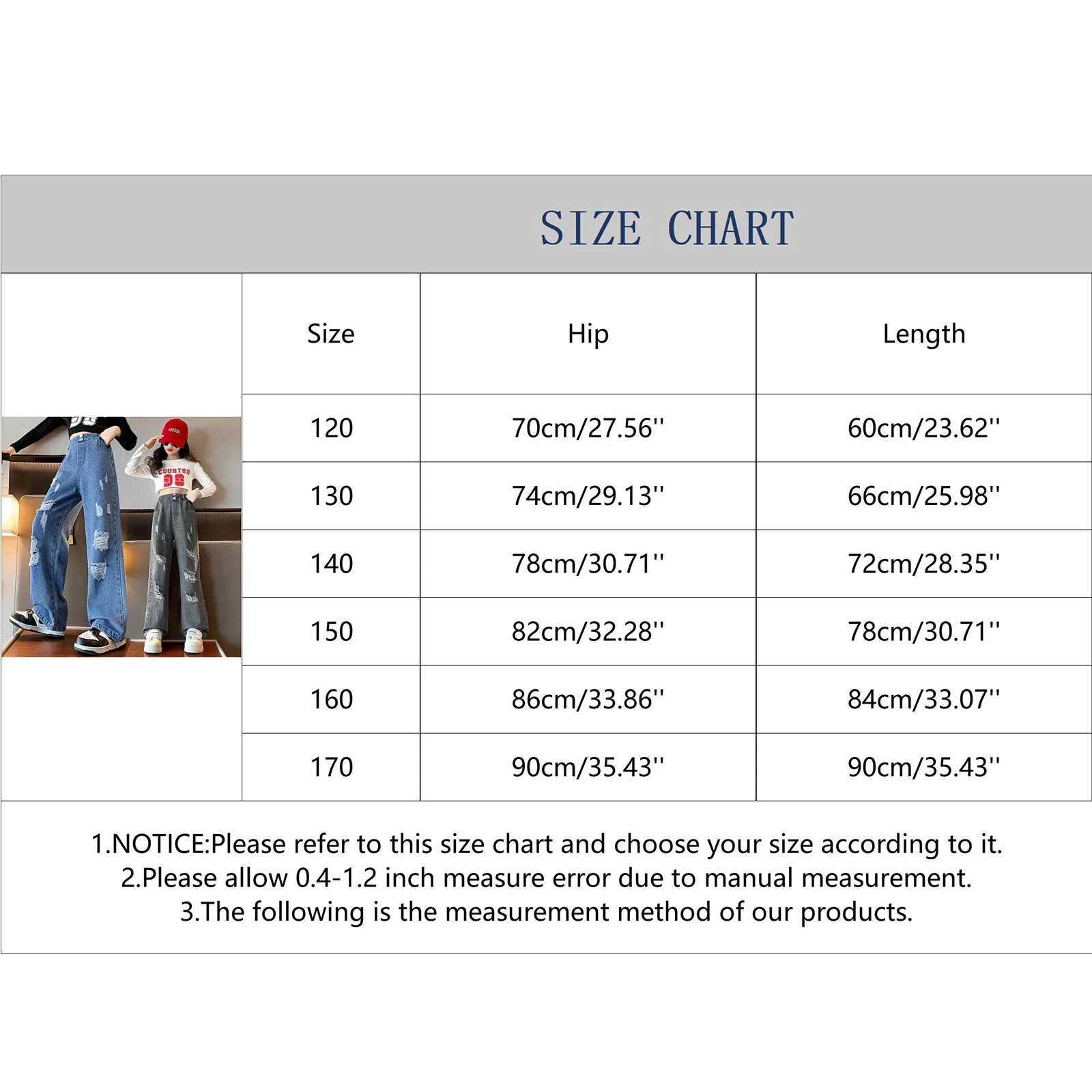 2024 Spring Autumn Girls Love Rough Edges Jean Korean Wide Leg Pants Teenagers Loose Elastic Waist Cowboy Pants For KidsT250326
