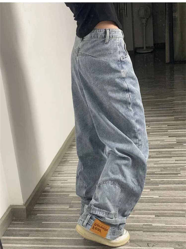 Designer Jeans Fashion American Light Luxury Retro Loose Waist Women's High Street Jeans Double-sided Pants Men's Street Wear Loose Jeans Me