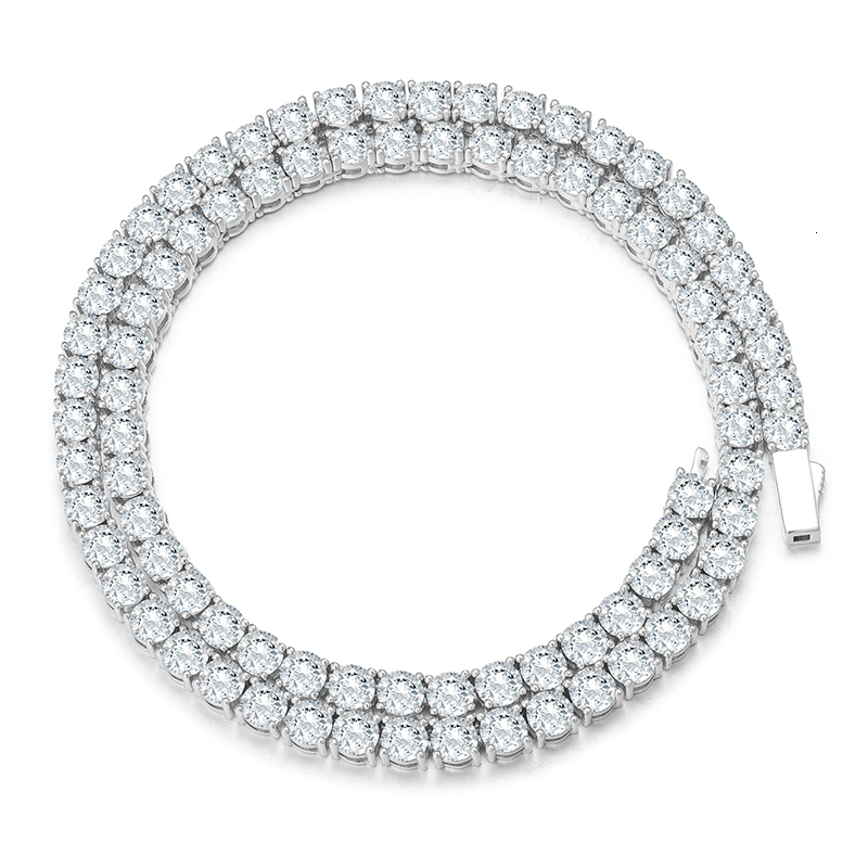 High-Quality VVS1 Iced Out Moissanite Tennis Necklace S925 Sterling Silver Diamond Necklaces For Men Women Pass Diamonds Test