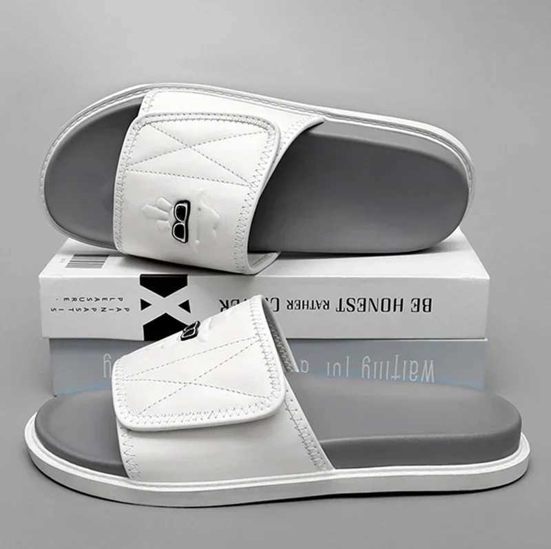New genuine leather mens summer shoes sliding outdoor casual shoes indoor sliding N sliding beach shoes mocasin Y250320