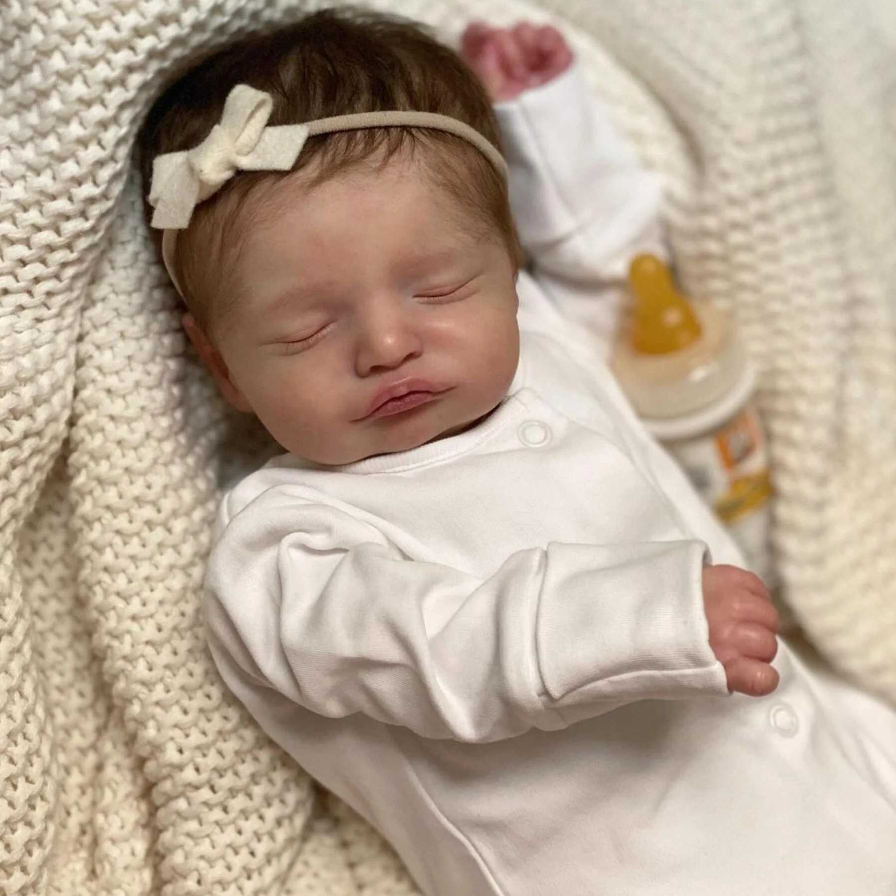 19 inch One Pcs 3D skin with visible veins 48cm fabric body soft silicone sleep regeneration baby doll toy W250320