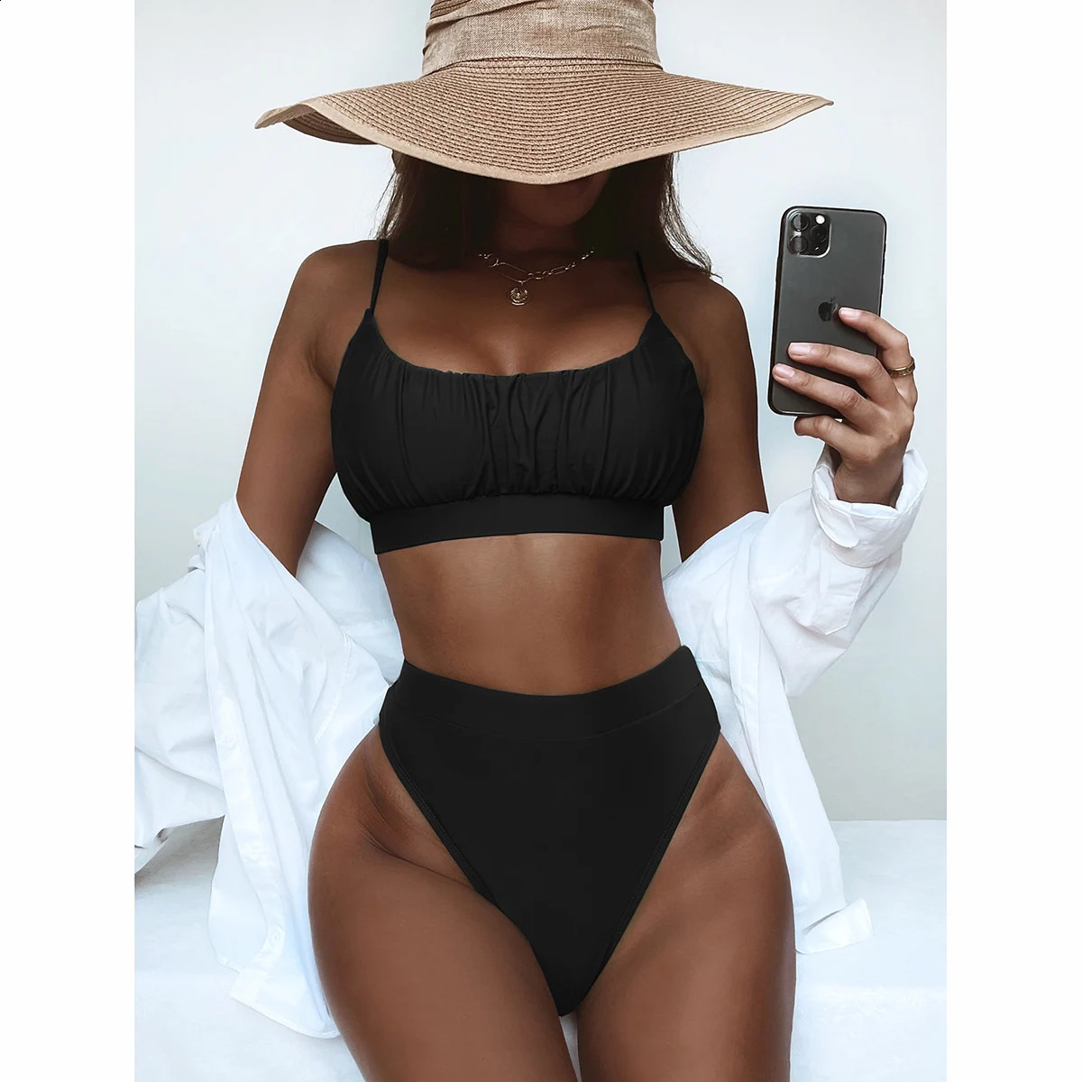 Women Swimsuit Female Swimwear 2024 Bikini High Waisted Set Push Up Bathing Suit Ruffle Swimming Beachwear 250319