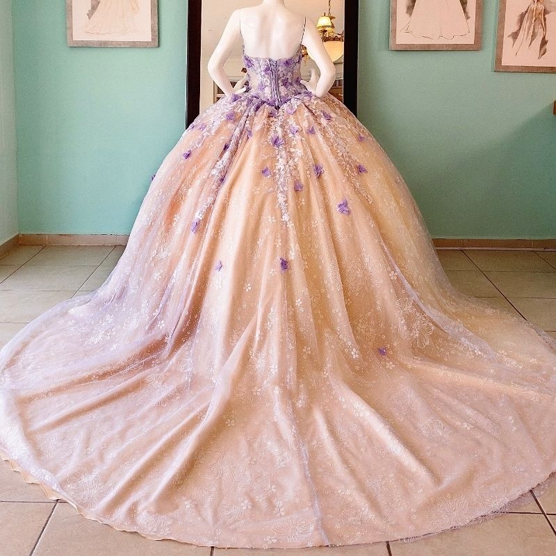 Champagne Shiny Quinceanera Dresses Ball Gown With Cape Sequin Lace Applique Bow Beads Tull Corset Sweet 16 Dress Vestidos De 15 Anos