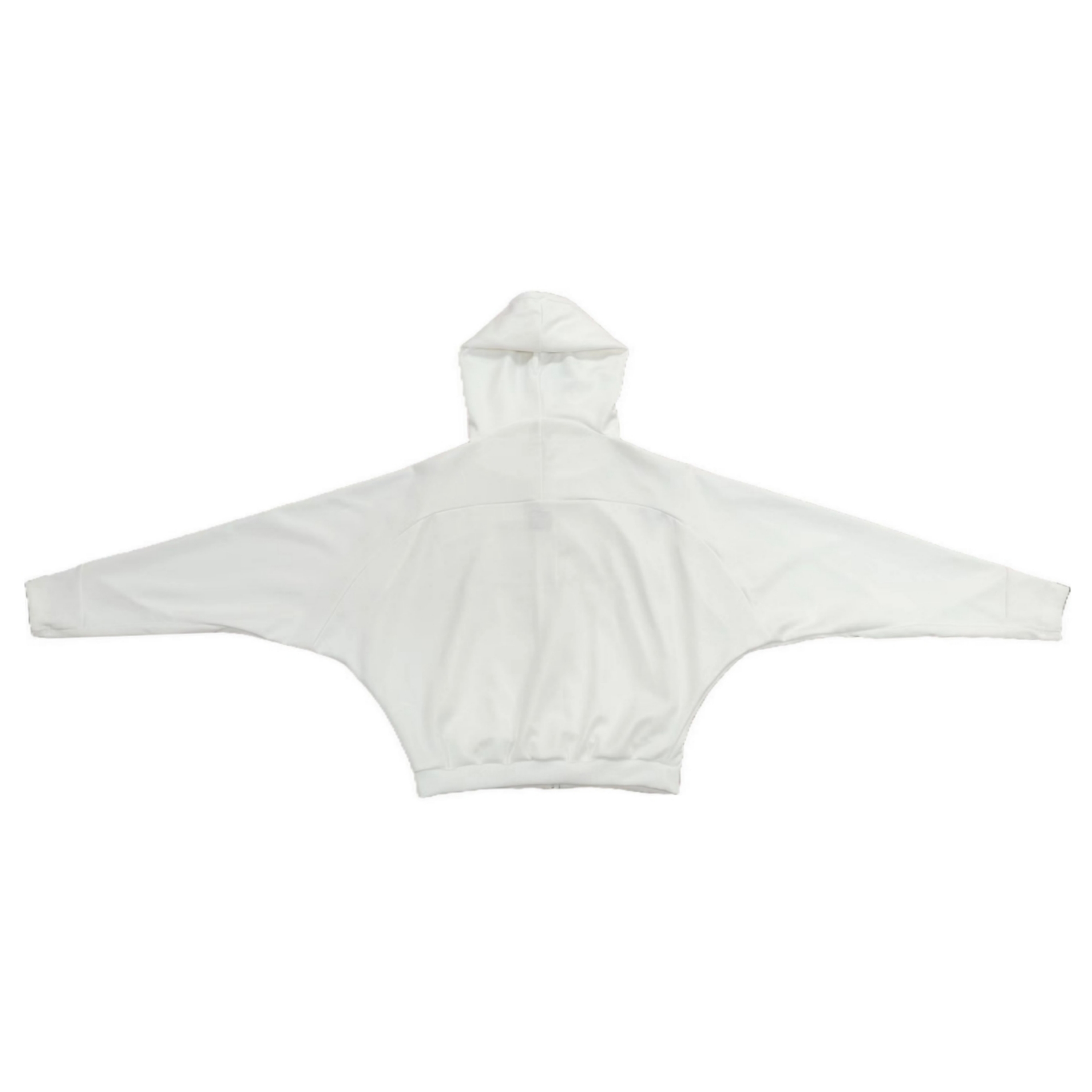 White Hooded Zip-up Jacket Dolman Sleeves Sports Hoodie Casual Activewear Loose Fit Outdoor Running Sweatshirt Athleisure Clothes