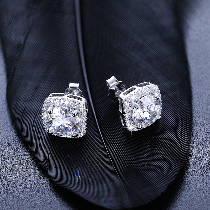 Classic Round Moissanite Earring For Women Jewelry Top Quality 100% 925 Sterling Silver Fashion Earrings Engagement