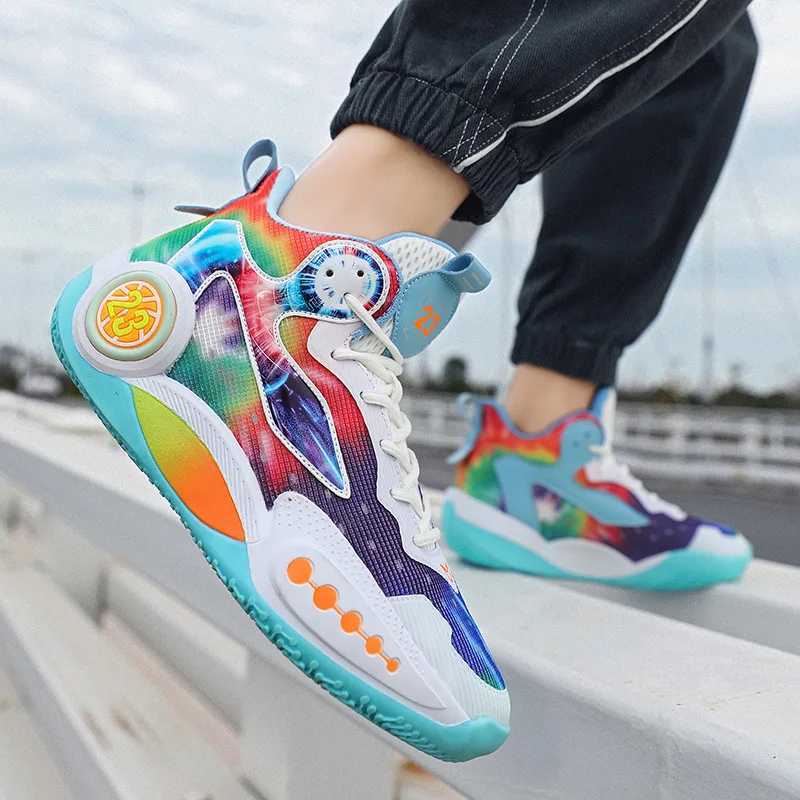 Hot selling colored mens basketball shoes with high cushions for womens sports shoes breathable and wearable mens basketball shoesW250320