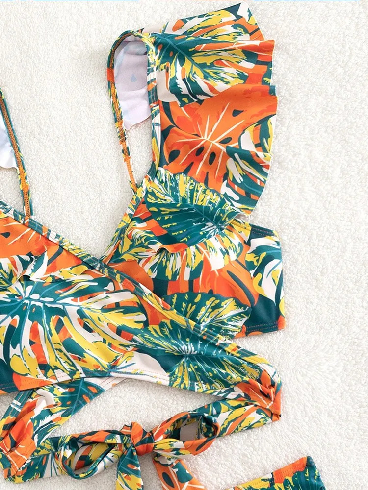 2024 Womens Printed Summer Push up Swimsuit High Waist Bikini 250319