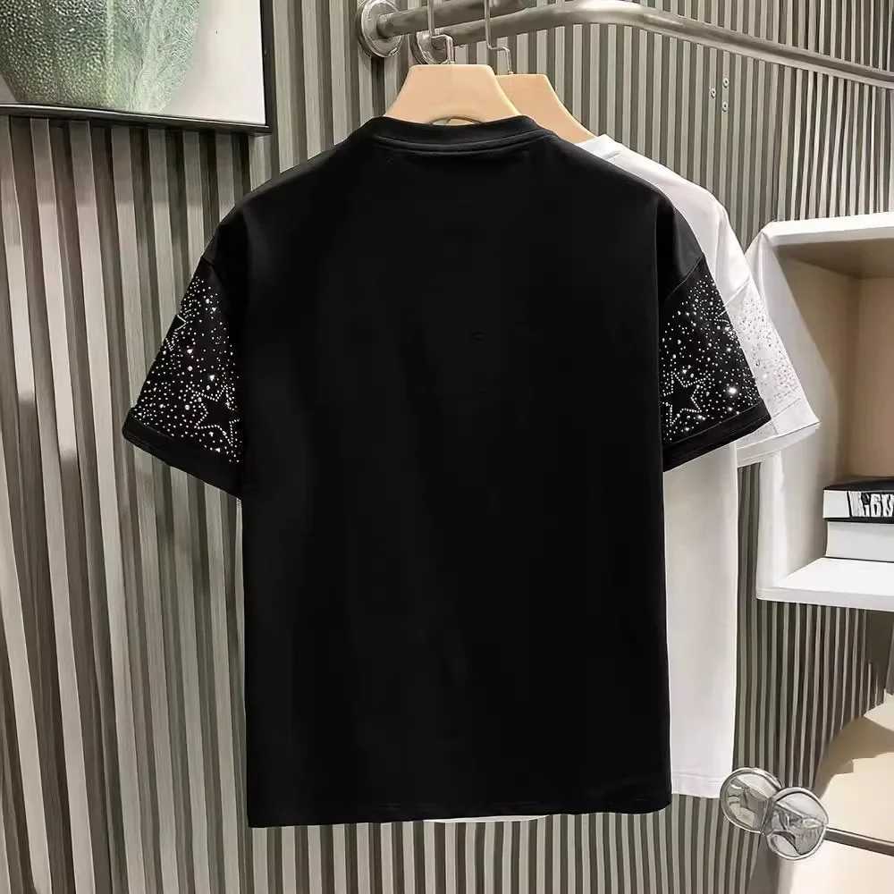 Fashion Trend European Style Luxury Mens Short Sleeve T-shirt Star Embroidery Internet Celebrity Hot Selling Niche Half Sleeve T-shirtT250319
