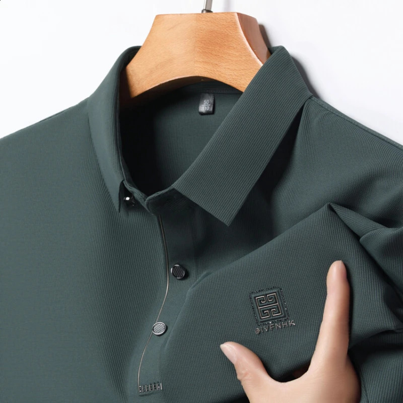Summer Seamless T-shirt Brown Mens Cool Golf Business Casual Polo ShirtFashion Lapel Short Sleeve 250319