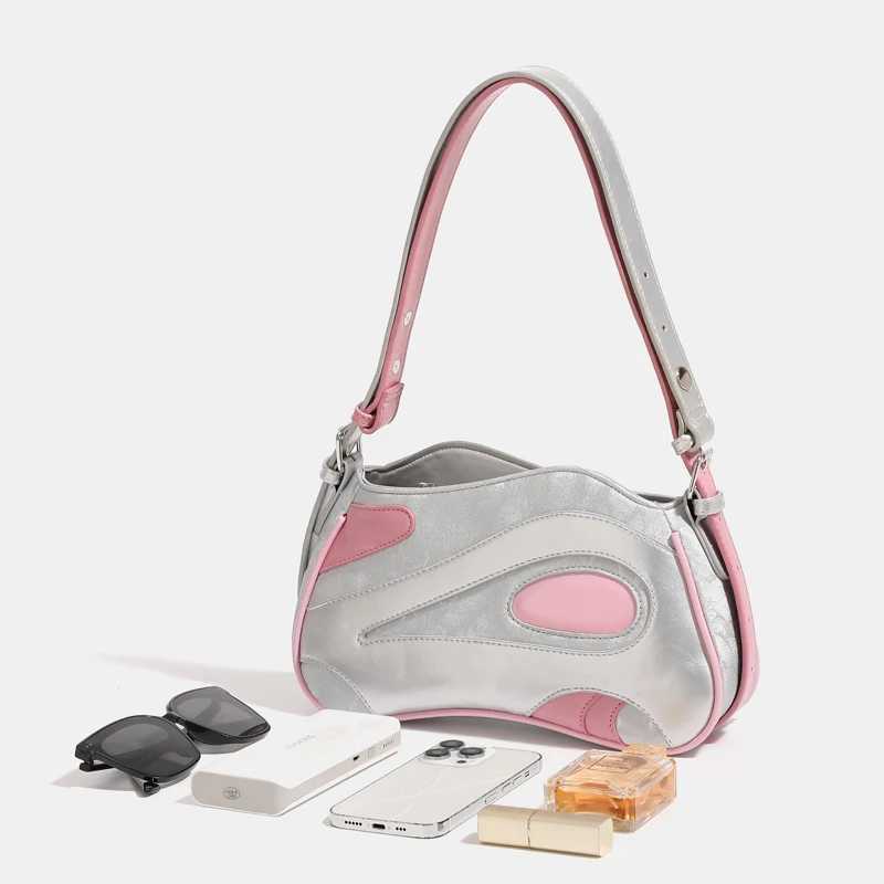 Japan Style Casual Bags For Women Luxury Designer Handbag And Purse 2024 New In PU Stitching Contrasting Color Underarm Shoulder Y250319