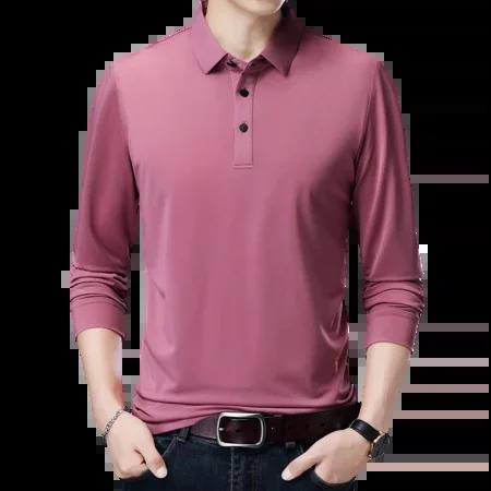 Ice fast drying polo shirt long sleeved highquality breathable top 2024 springsummer mens Tshirt 250318
