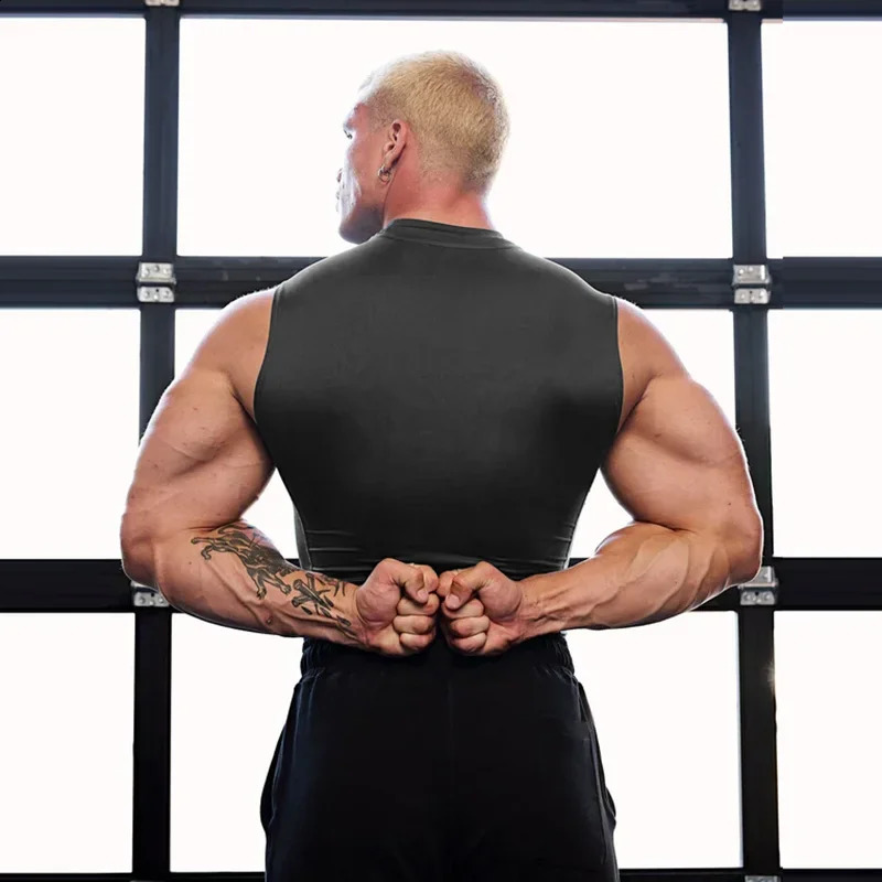 Running vest mens compression top muscle fitness suit sleeveless sportswear elastic shirt 250319