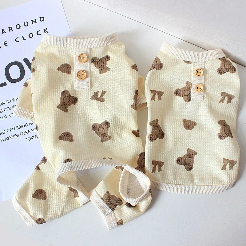 Pet dog jumpsuit bear vest spring and summer clothing suitable for teddy French bulldogs comfortable breathable customized small dogs 250318