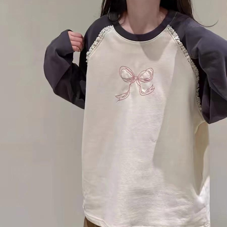 Ddmyshoesvip Girls Long Sleeved Undershirt Autumn Collection New Mid Size Children S Stylish Raglan Top Girls Cotton Sweatshirt