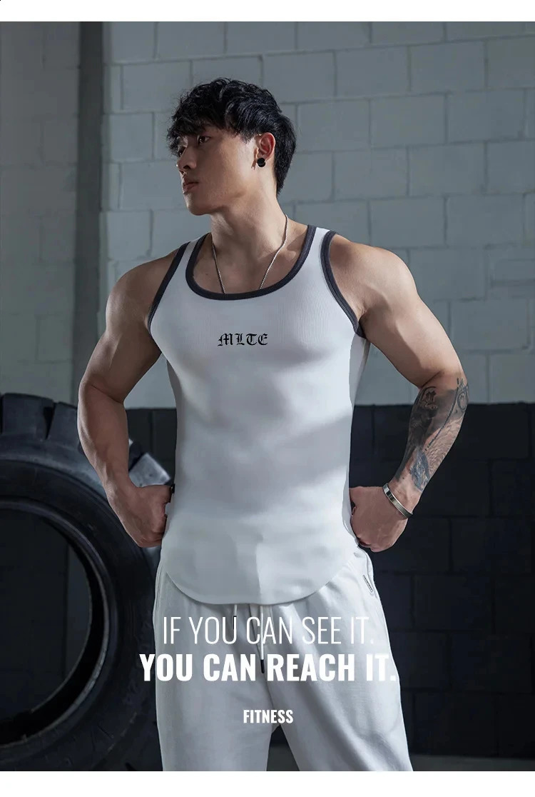 Mens sleeveless tight fitting legs top of the line fitness dry speed running short sleeved muscle exercise summer 250319