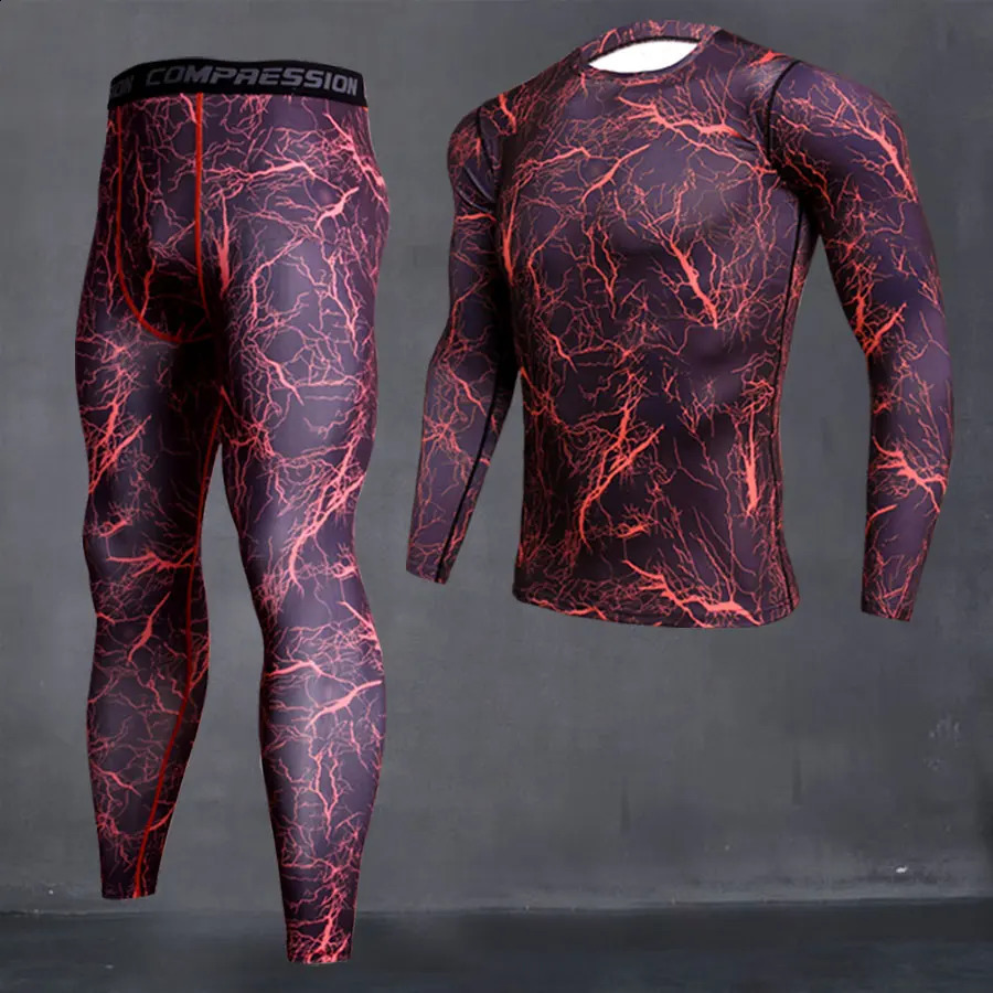 SIZE S-4XL 2pcs / Sets Men Compression Running Jogging Tights Suits Clothes Sport Long T-shirt Pants Gym Fitness Workout Clothes 250319