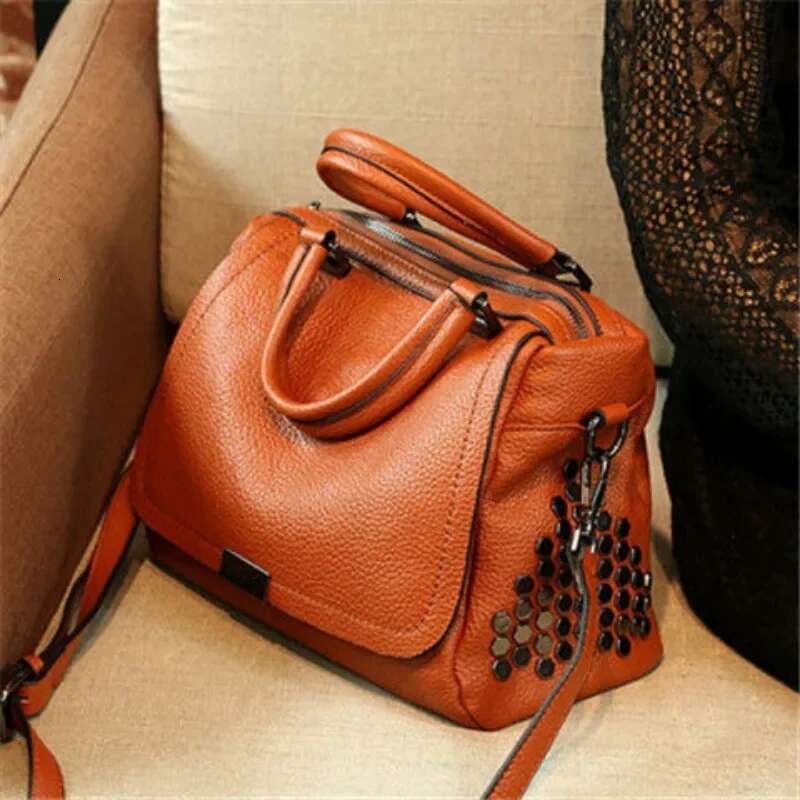 Cowhide Woman Soft Narural Retro Handbag Genuine Leather Cowhide Women's Shoulder Cross Bag