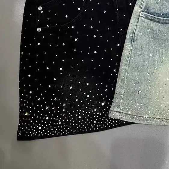 Starry Hot Rhine Denim Skirt for Women 2024 Summer New Retro Weight Loss a-Line Sheath Denim SkirtXJ250320