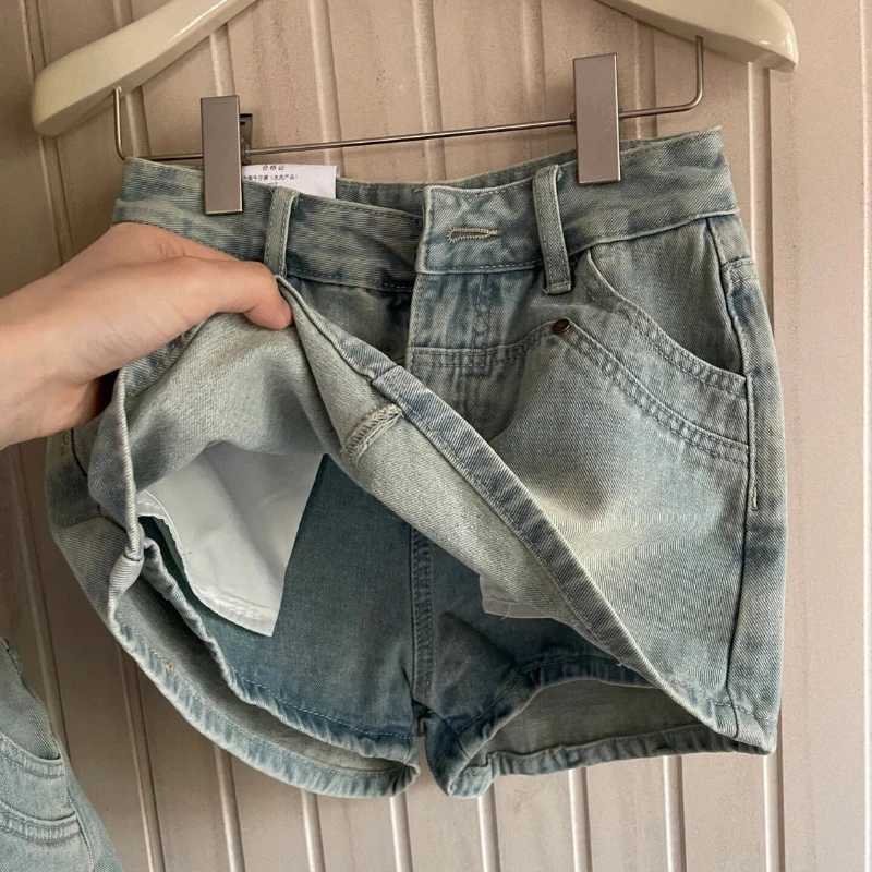 Mini denim ski bag Hip Waist Slim Summer A-line Zippers Washed Distressed Hot Girls Korean Fashion Street Clothing DailyXJ250320