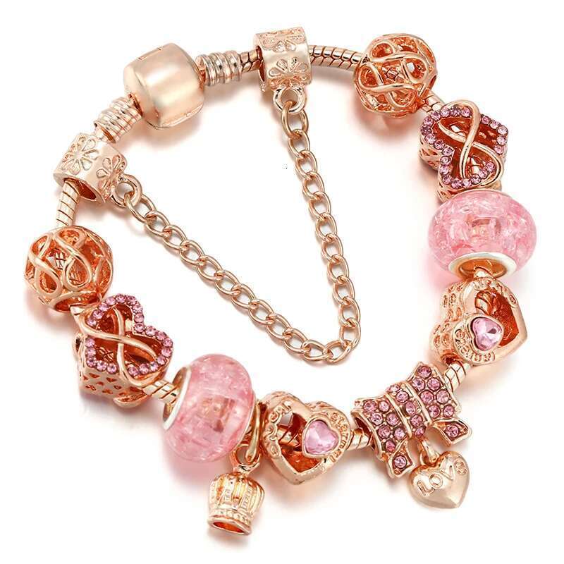 30 Styles Pink Heart Chain Charm Bracelets With Dog Paw Beads Bracelet Bangles For Women Men Bijoux Pulseras Jewelry Gift