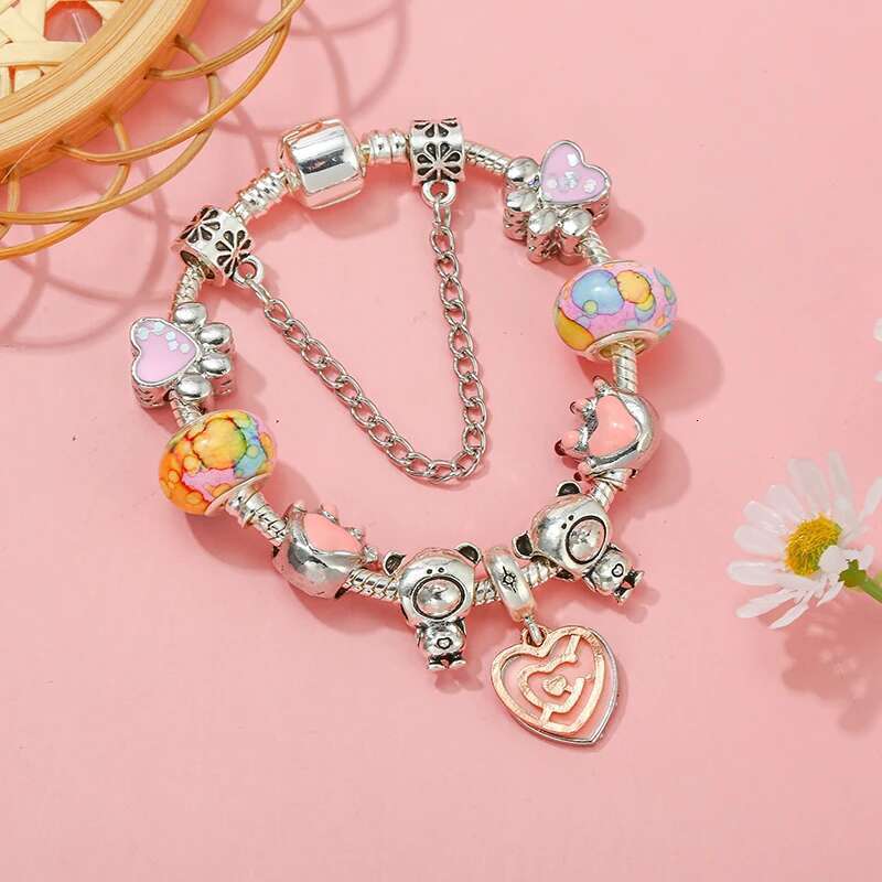 2024 New Arrival Charm Bracelet With Enamel Paw Beads Bracelets Bangles For Women Men Kids Jewelry Gift Dropshipping